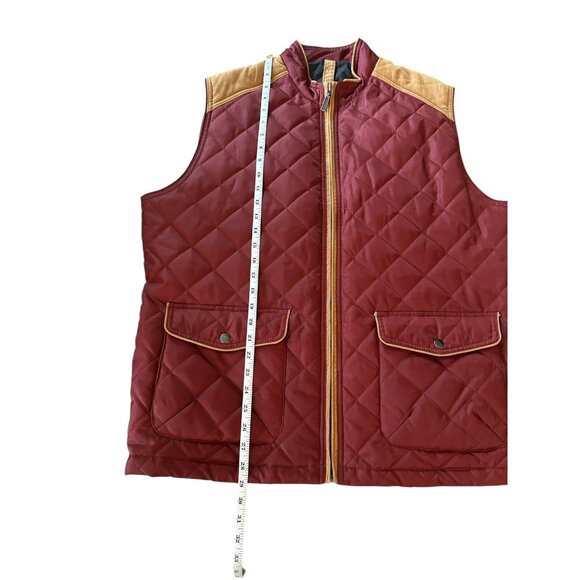 Alan Flusser Mens Quilted Full Zip Vest English Style Maroon Corduroy Trim Sz XL - Picture 8 of 9